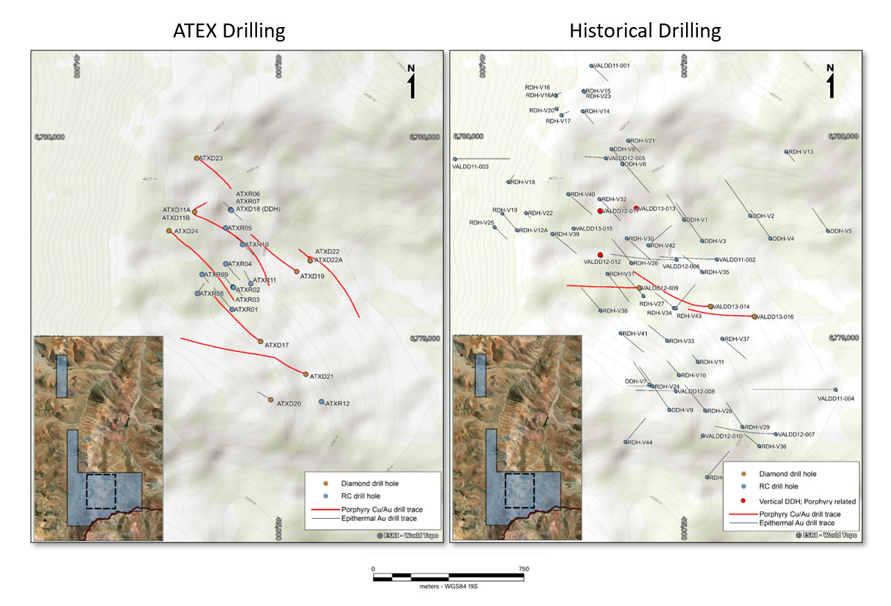 Figure 1. ATEX and Historical Drilling at Valeriano